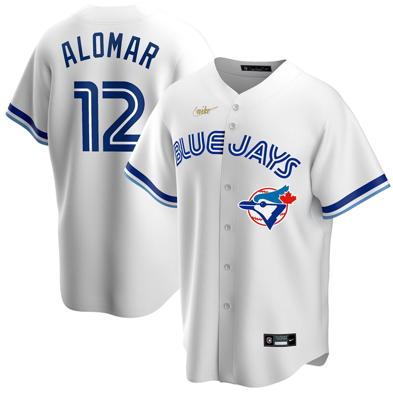 MLB Men Toronto Blue Jays #12 Roberto Alomar Nike White Home Cooperstown Collection Player Jersey 